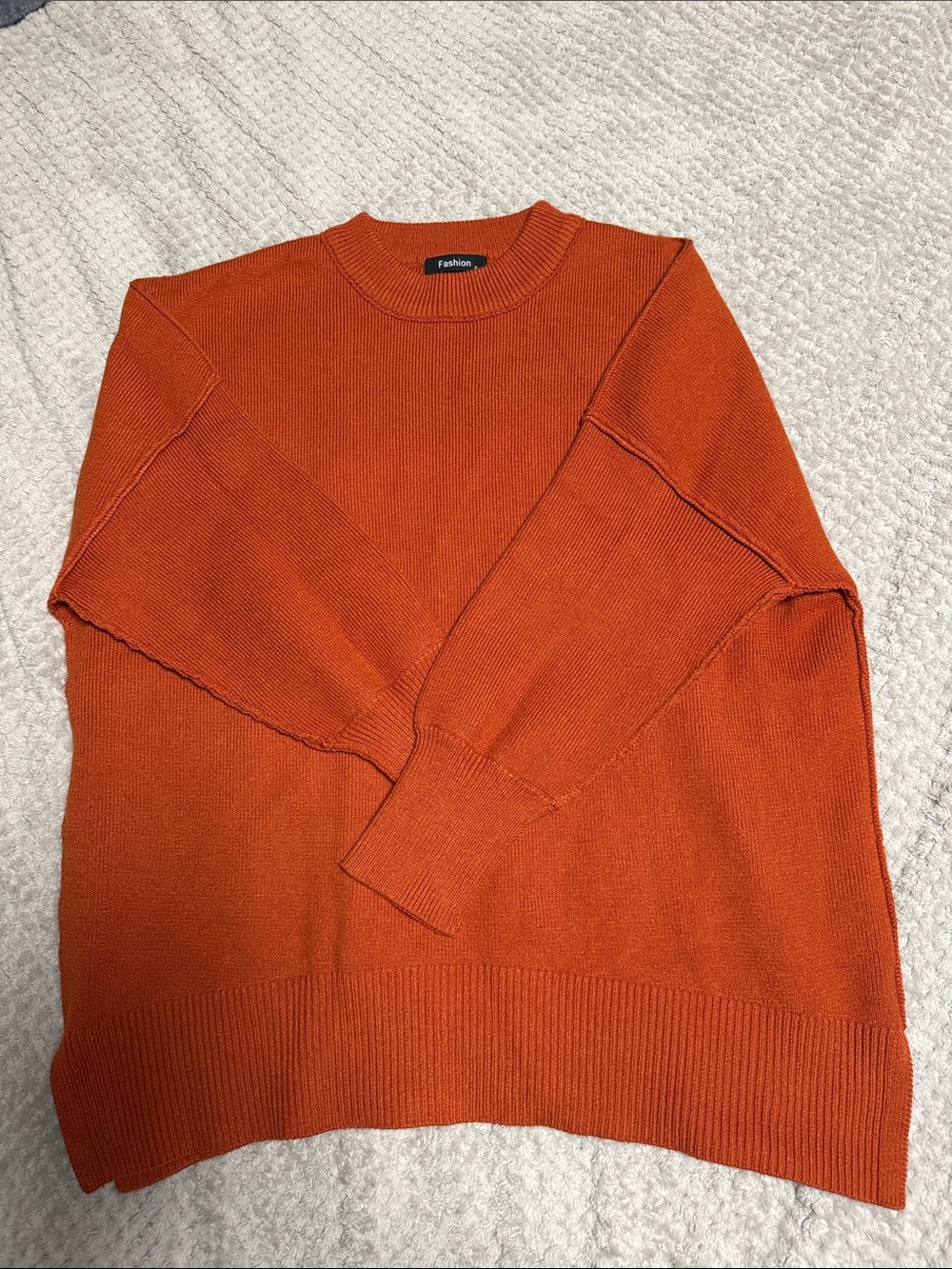 Amazon Women's Orange Crewneck Sweater small S oversized